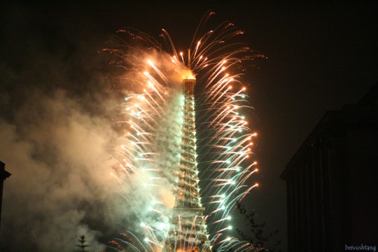 Eiffel Tower Fireworks on July 14th Bastille Day