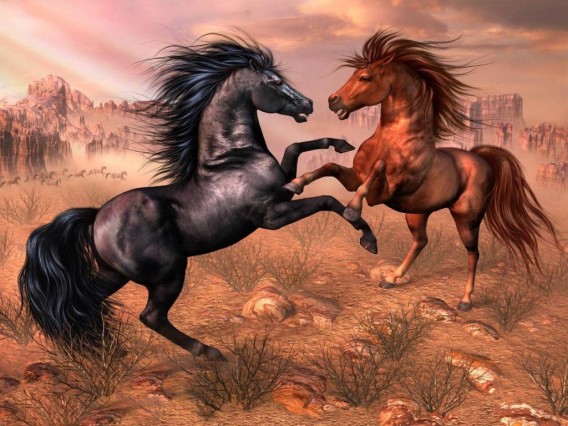 Stunning Horses 3 D Painting wallpaper